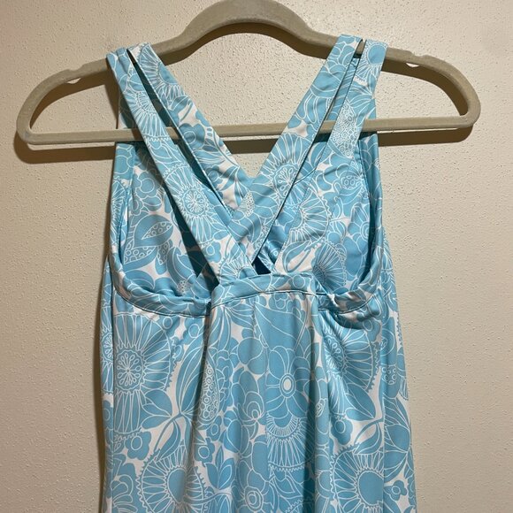 Title Nine Cirque De La Vie Blue Floral Strappy Criss Cross Back Dress Twiggy - Picture 7 of 13